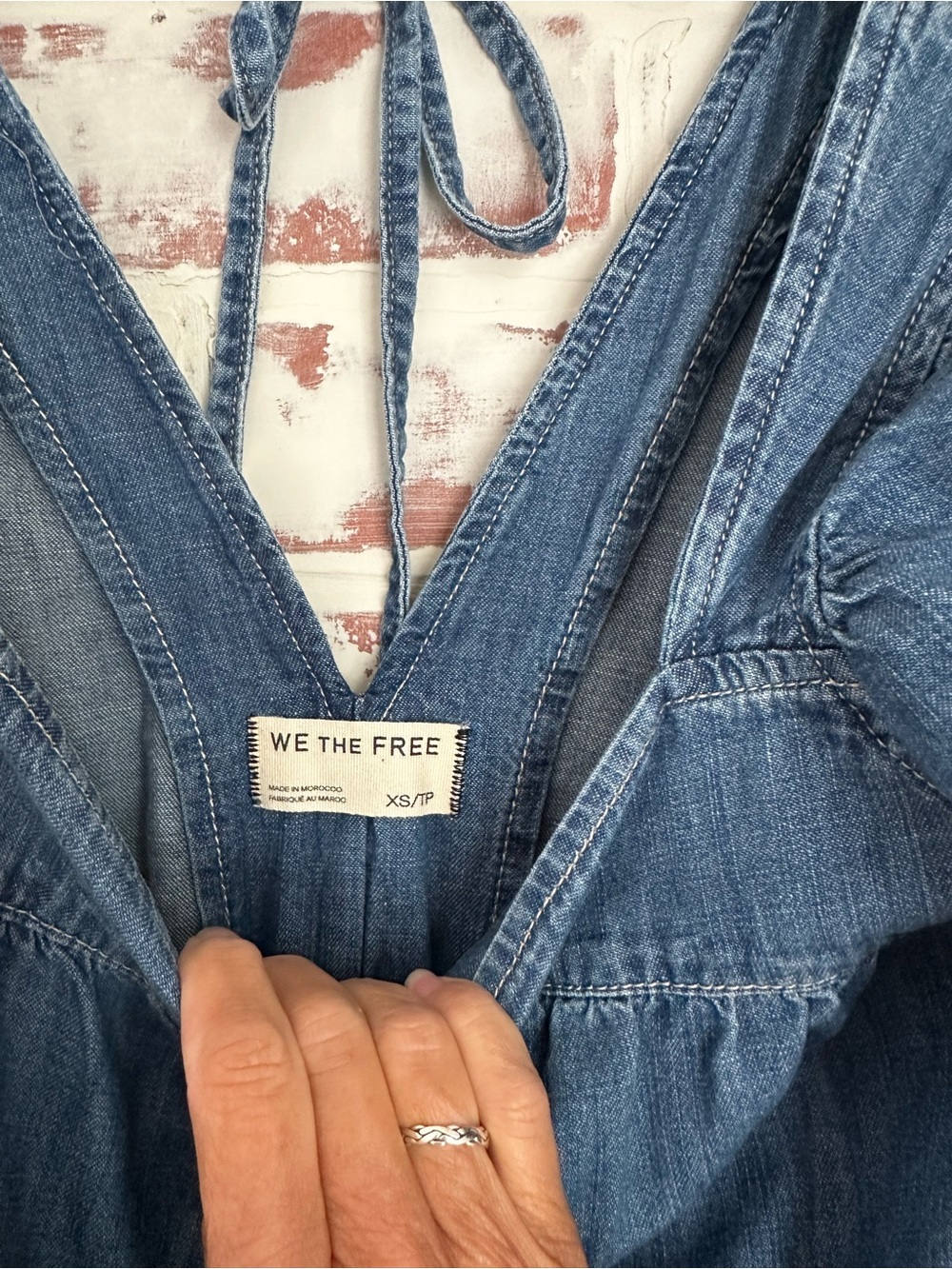 Free People We the Free Clara Wide-Leg Denim Jumpsuit in Blue - Picture 5 of 6